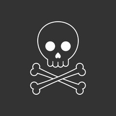 Skull and crossbones hand drawn. Flat cartoon style. Vector illustration.