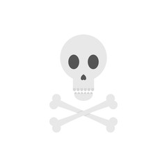 Skull and crossbones hand drawn. Flat cartoon style. Vector illustration.