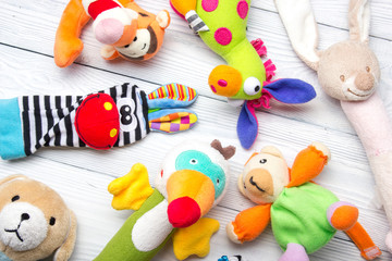 Set of colorful Kids toys frame. Copy space for text