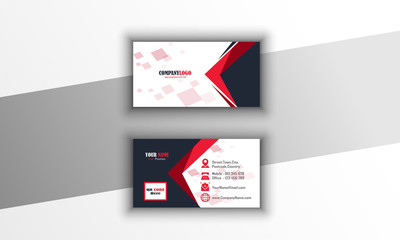 Business Card red white and black whith QR