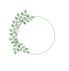 Frame of green leaves on a white background. For invitations, greetings, weddings
