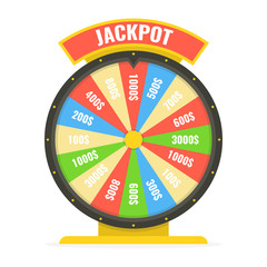 Fortune wheel in flat style. Game money, winner play luck. Vector illustration.