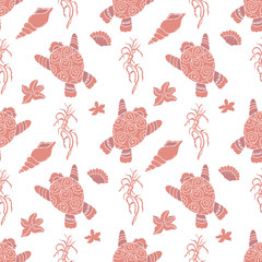 Underwater life seamless pattern, vector