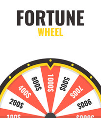 Fortune wheel in flat style. Game money, winner play luck. Vector illustration.