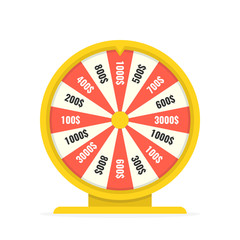 Fortune wheel in flat style. Game money, winner play luck. Vector illustration.