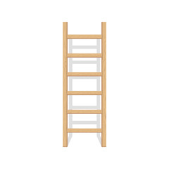Wooden step ladder stand near white wall. Vector illustration