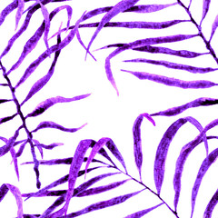 Tropical seamless pattern. Watercolor swaying palm
