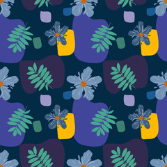 Obraz premium Fashionable pattern in small flowers. Floral seamless background for textiles, fabrics, covers, wallpapers, print, gift wrapping and scrapbooking. Raster copy.