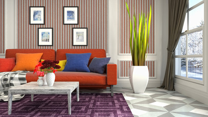 Interior of the living room. 3D illustration