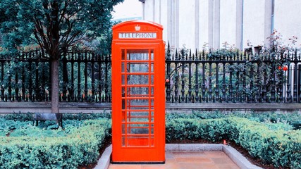 London rain with telephone booth