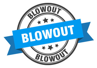 blowout label. blowout blue band sign. blowout