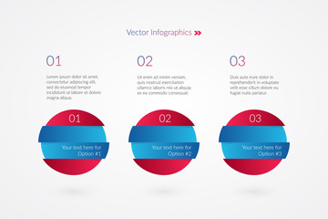 One two three option vector infographic elements. 1 2 3 step symbol. Сircle icons for marketing, business, report, web, template, design, illustration, sample, text, presentation