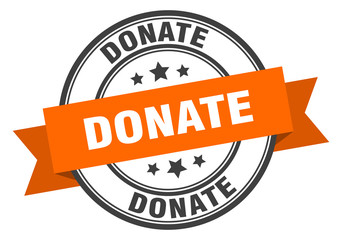 donate label. donate orange band sign. donate