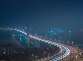 Fototapeta na wymiar Bridge over the Golden Horn Bay, Vladivostok, Russia