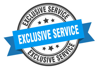 exclusive service label. exclusive service blue band sign. exclusive service