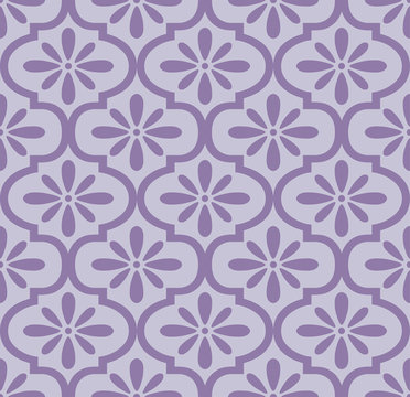 Purple Moroccan Floral Tile Seamless Pattern