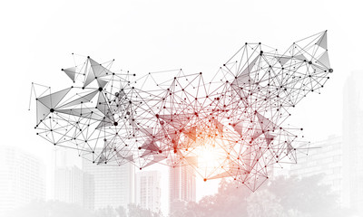 Naklejka premium Abstract digital network connection lines