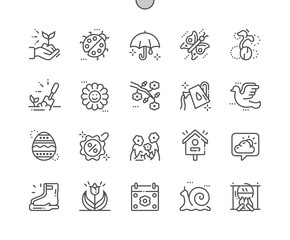 Obraz premium Spring Well-crafted Pixel Perfect Vector Thin Line Icons 30 2x Grid for Web Graphics and Apps. Simple Minimal Pictogram