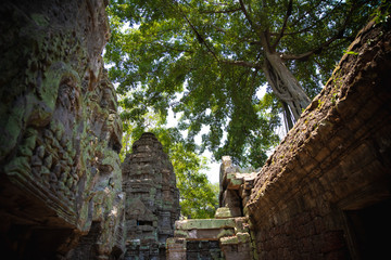 Fototapeta na wymiar ruins of ancient temple in angkor cambodia
