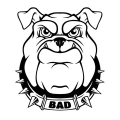 Bulldog head mascot. 
