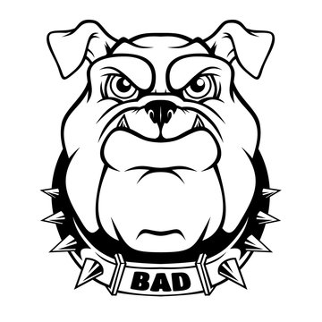 Bulldog head mascot. 