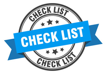 check list label. check list blue band sign. check list