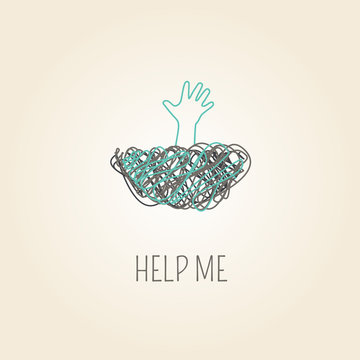 Nesle with kid hand. Symbol of help for children. Family safety. Violent on children