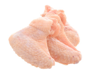 Chicken wings raw uncooked isolated on white