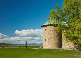 castle tower against the sky in Oslo