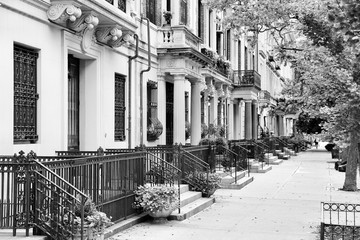 Upper West Side. Black and white vintage tone.