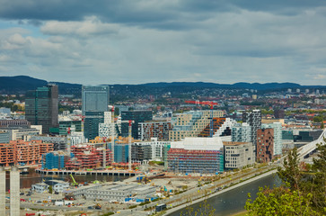 Naklejka premium view of Oslo city and sea