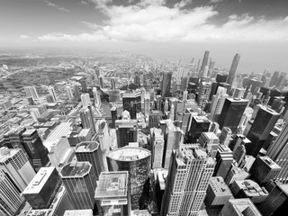Chicago skyline. Black and white vintage tone.