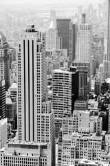 New York aerial view. Black and white retro style.