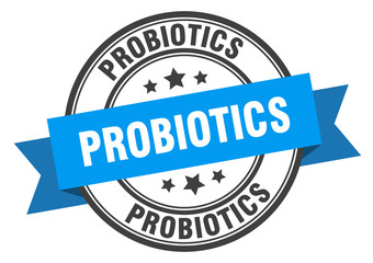 Fototapeta premium probiotics label. probiotics blue band sign. probiotics