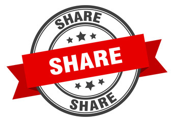 share label. share red band sign. share