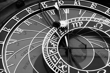 Obraz premium Prague clock. Black and white retro style.