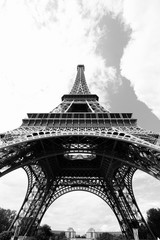 Eiffel Tower. Black and white retro style.
