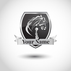 Horse luxury logo design. Emblem with running horse. Vector design template