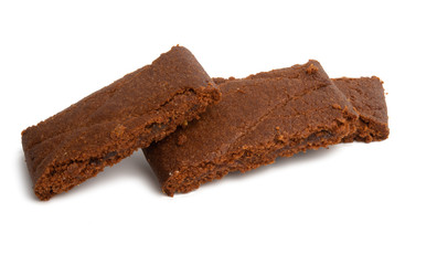 chocolate sponge cake isolated