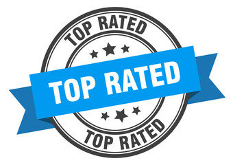 Fototapeta premium top rated label. top rated blue band sign. top rated