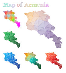 Obraz premium Hand-drawn map of Armenia. Colorful country shape. Sketchy Armenia maps collection. Vector illustration.