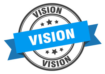 vision label. vision blue band sign. vision