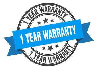Fototapeta premium 1 year warranty label. 1 year warranty blue band sign. 1 year warranty