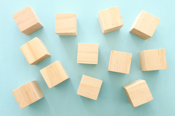 business concept of wooden blocks. mock up or template
