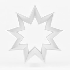 3d round white ribbon frame. Isolated on white