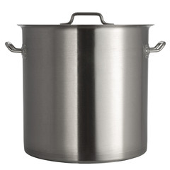 pan with stainless steel lid on a white background