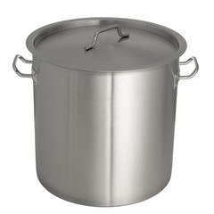 pan with stainless steel lid on a white background