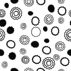 Starburst Black and White Pattern Seamless doodle style