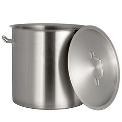 pan with stainless steel lid on a white background