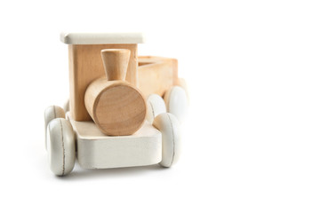 Wooden train isolated on white